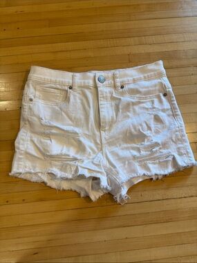 Express White Distressed Women's Denim Shorts